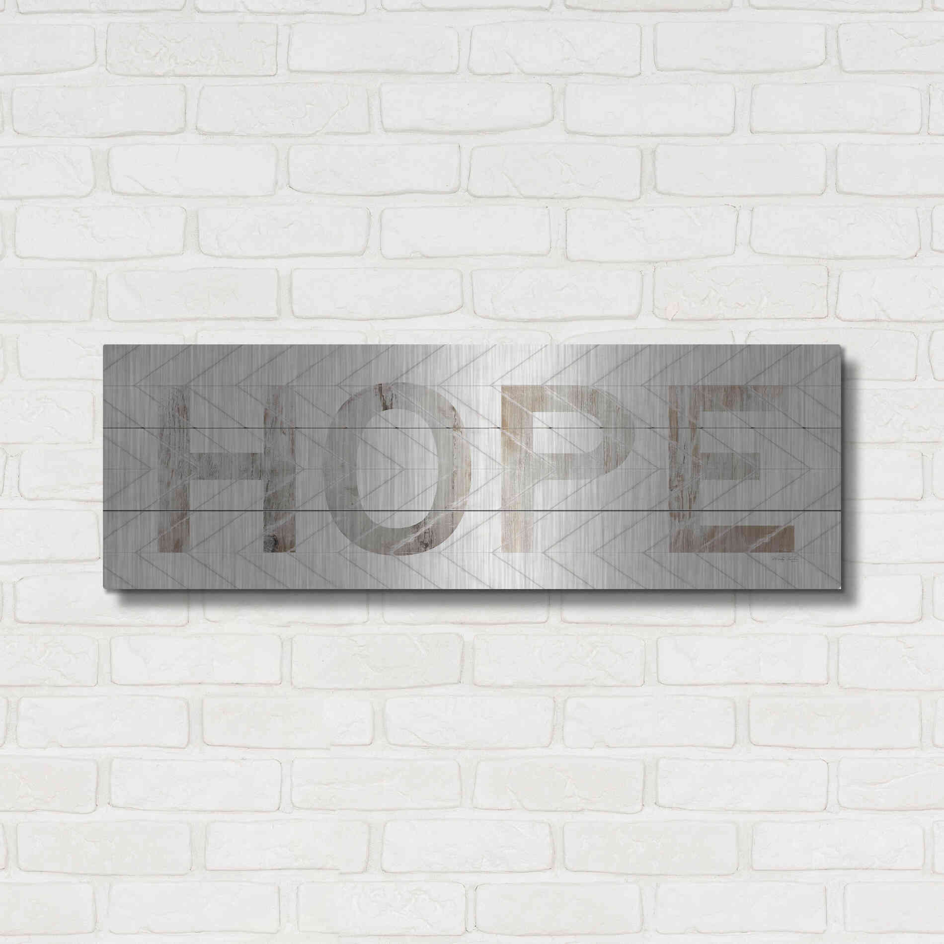 Luxe Metal Art 'Hope Chevron' by Cindy Jacobs, Metal Wall Art,36x12