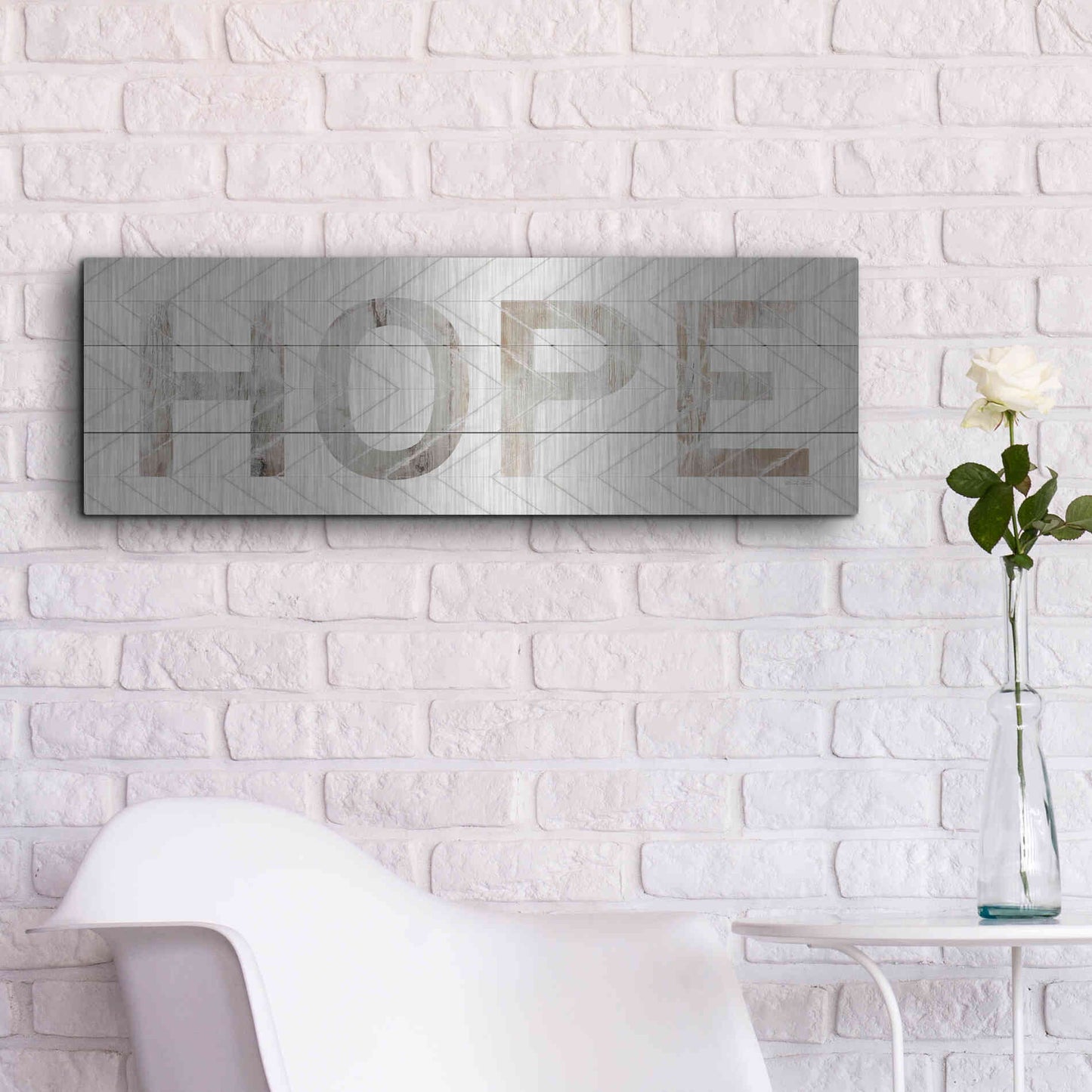 Luxe Metal Art 'Hope Chevron' by Cindy Jacobs, Metal Wall Art,36x12