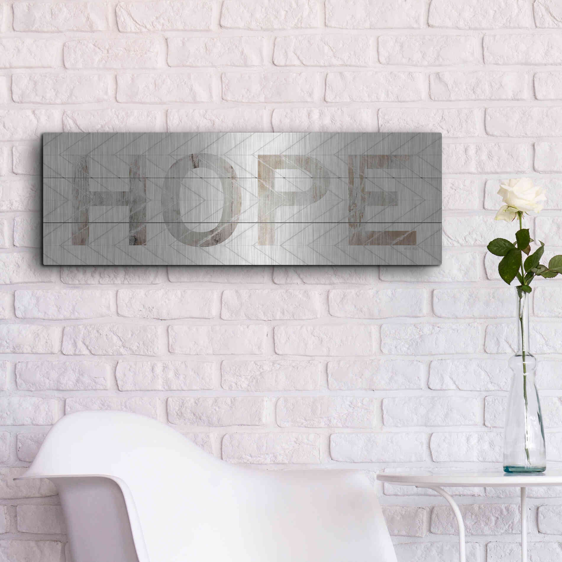 Luxe Metal Art 'Hope Chevron' by Cindy Jacobs, Metal Wall Art,36x12