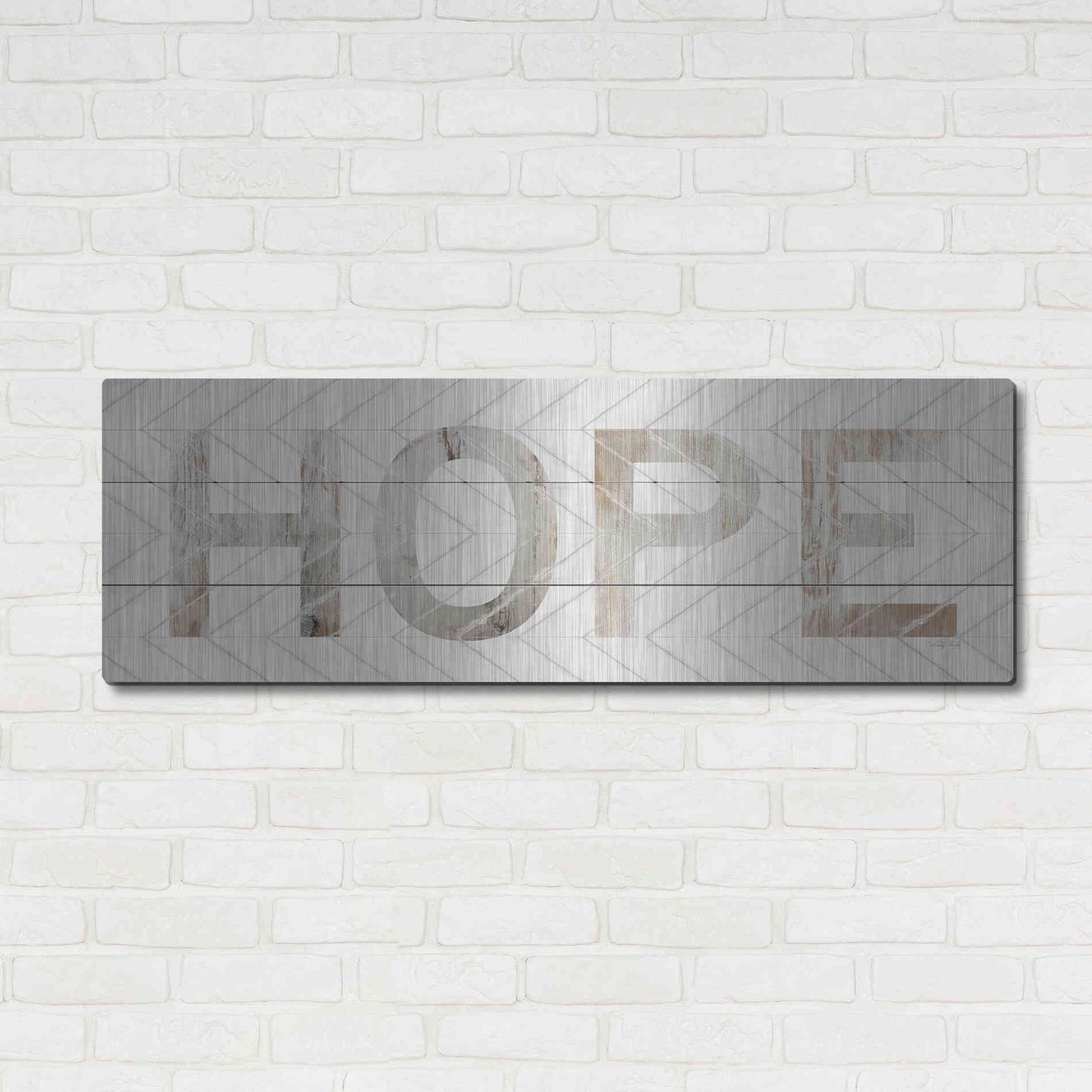 Luxe Metal Art 'Hope Chevron' by Cindy Jacobs, Metal Wall Art,48x16