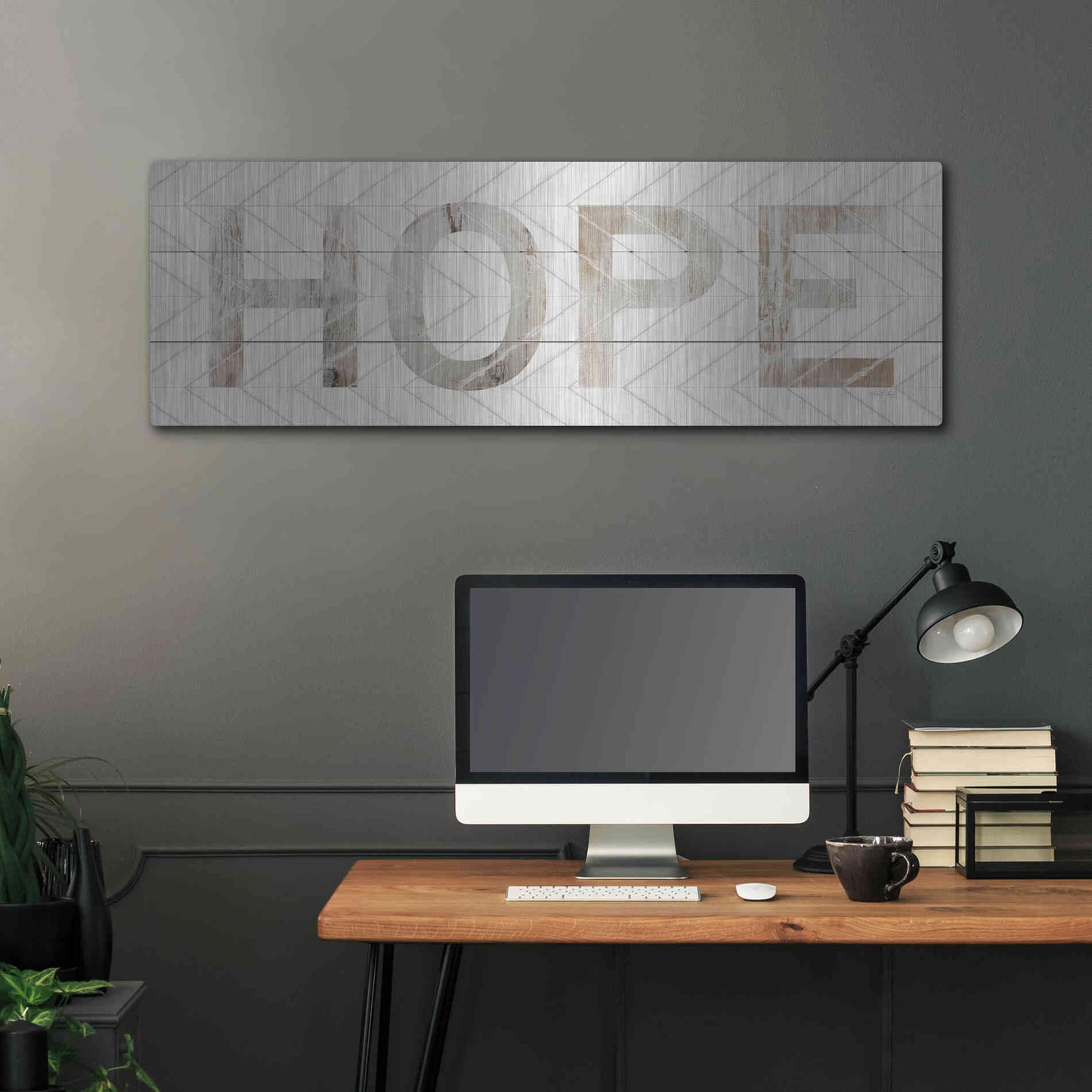 Luxe Metal Art 'Hope Chevron' by Cindy Jacobs, Metal Wall Art,48x16