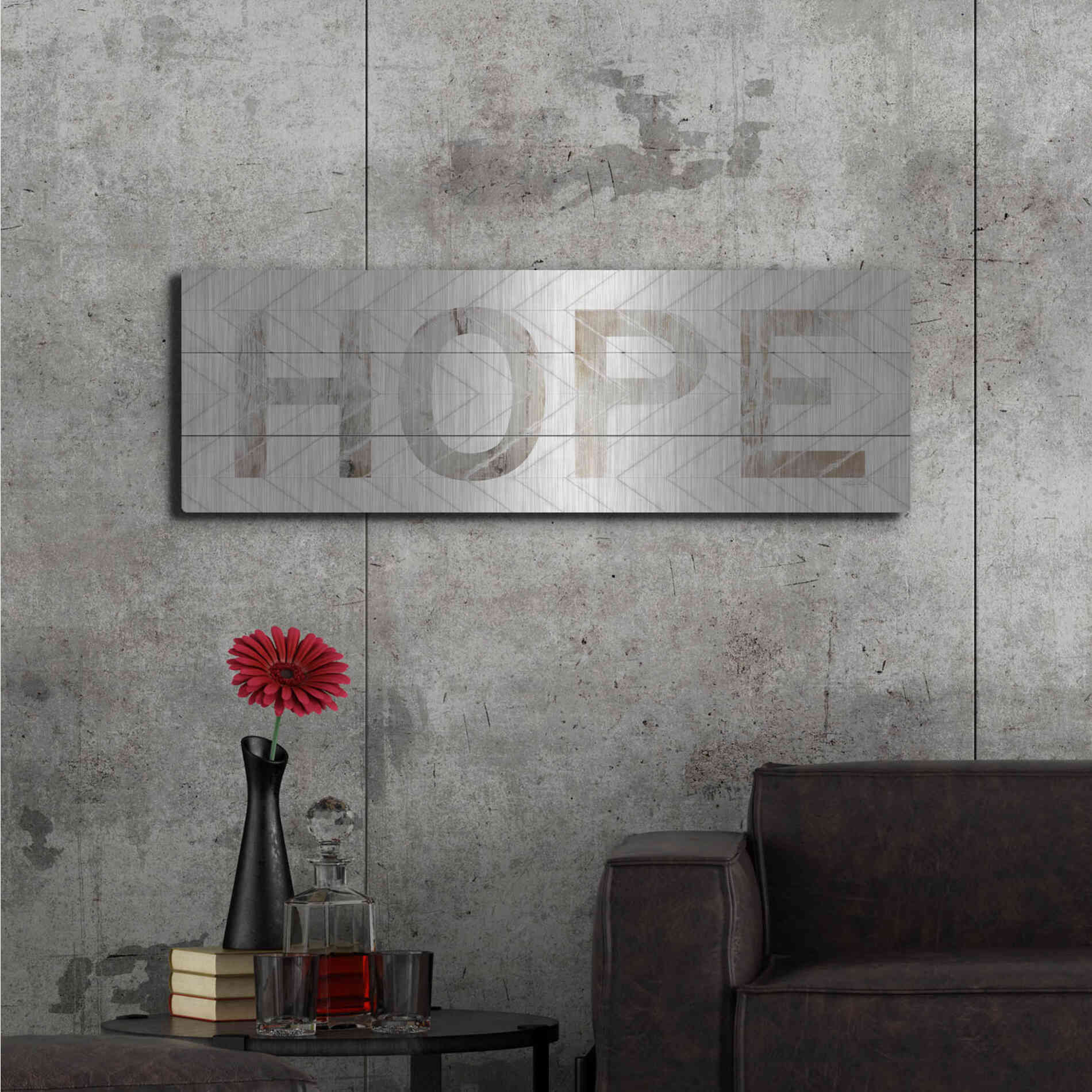 Luxe Metal Art 'Hope Chevron' by Cindy Jacobs, Metal Wall Art,48x16