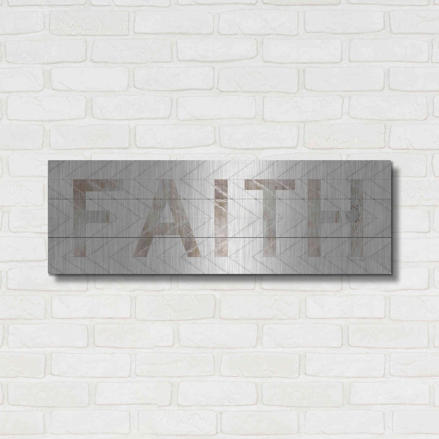 Luxe Metal Art 'Faith Chevron' by Cindy Jacobs, Metal Wall Art,36x12