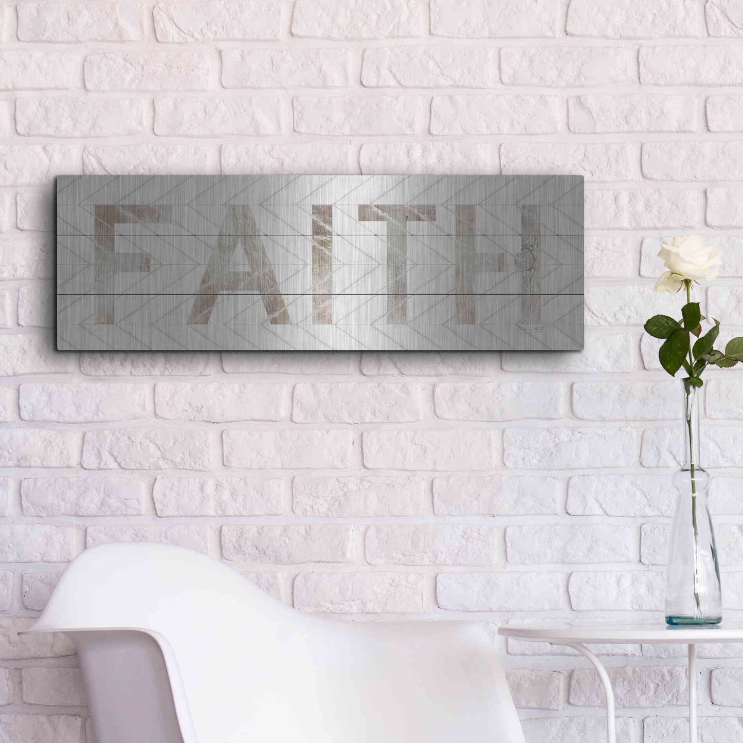 Luxe Metal Art 'Faith Chevron' by Cindy Jacobs, Metal Wall Art,36x12