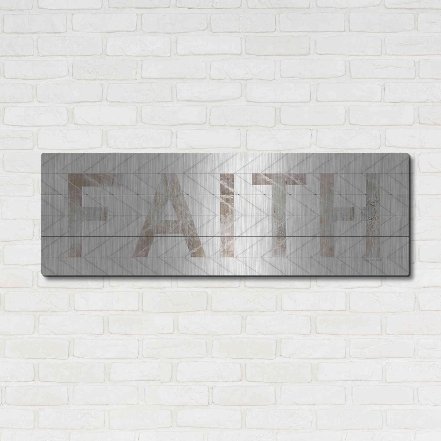 Luxe Metal Art 'Faith Chevron' by Cindy Jacobs, Metal Wall Art,48x16