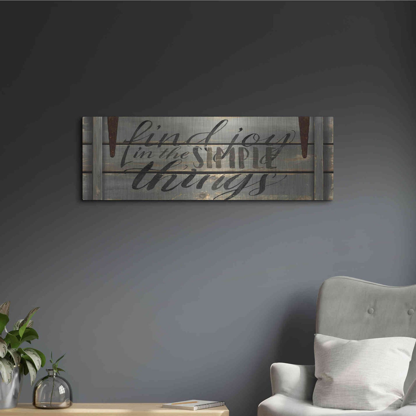 Luxe Metal Art 'Find Joy' by Cindy Jacobs, Metal Wall Art,36x12