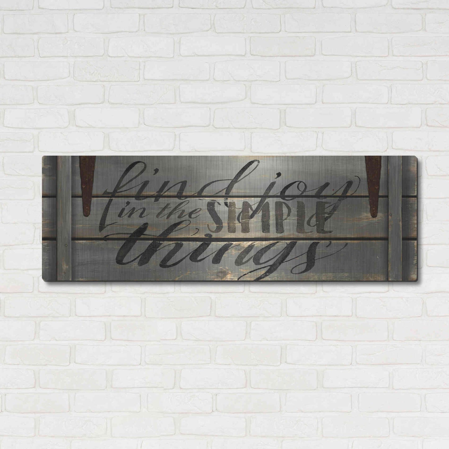 Luxe Metal Art 'Find Joy' by Cindy Jacobs, Metal Wall Art,48x16