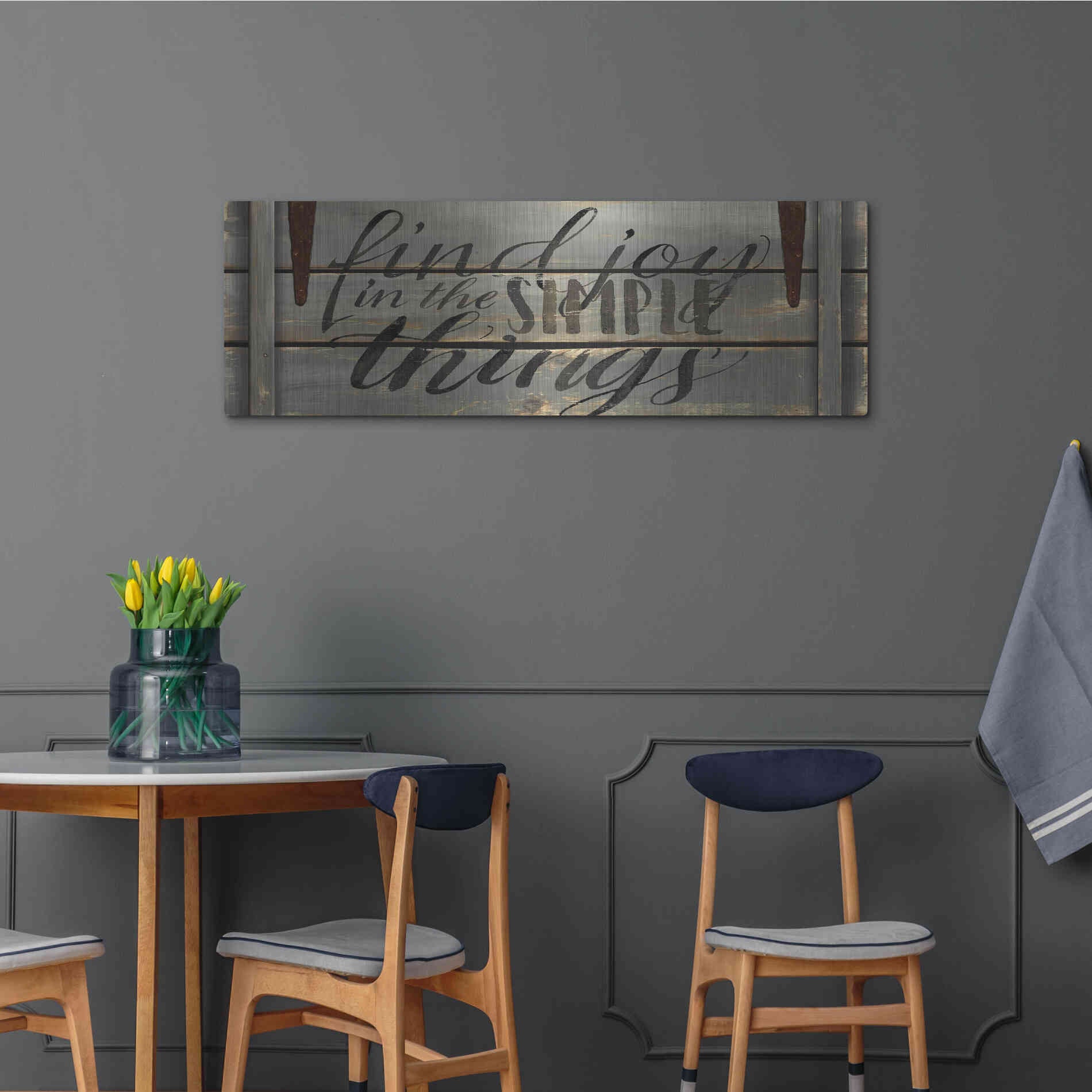 Luxe Metal Art 'Find Joy' by Cindy Jacobs, Metal Wall Art,48x16