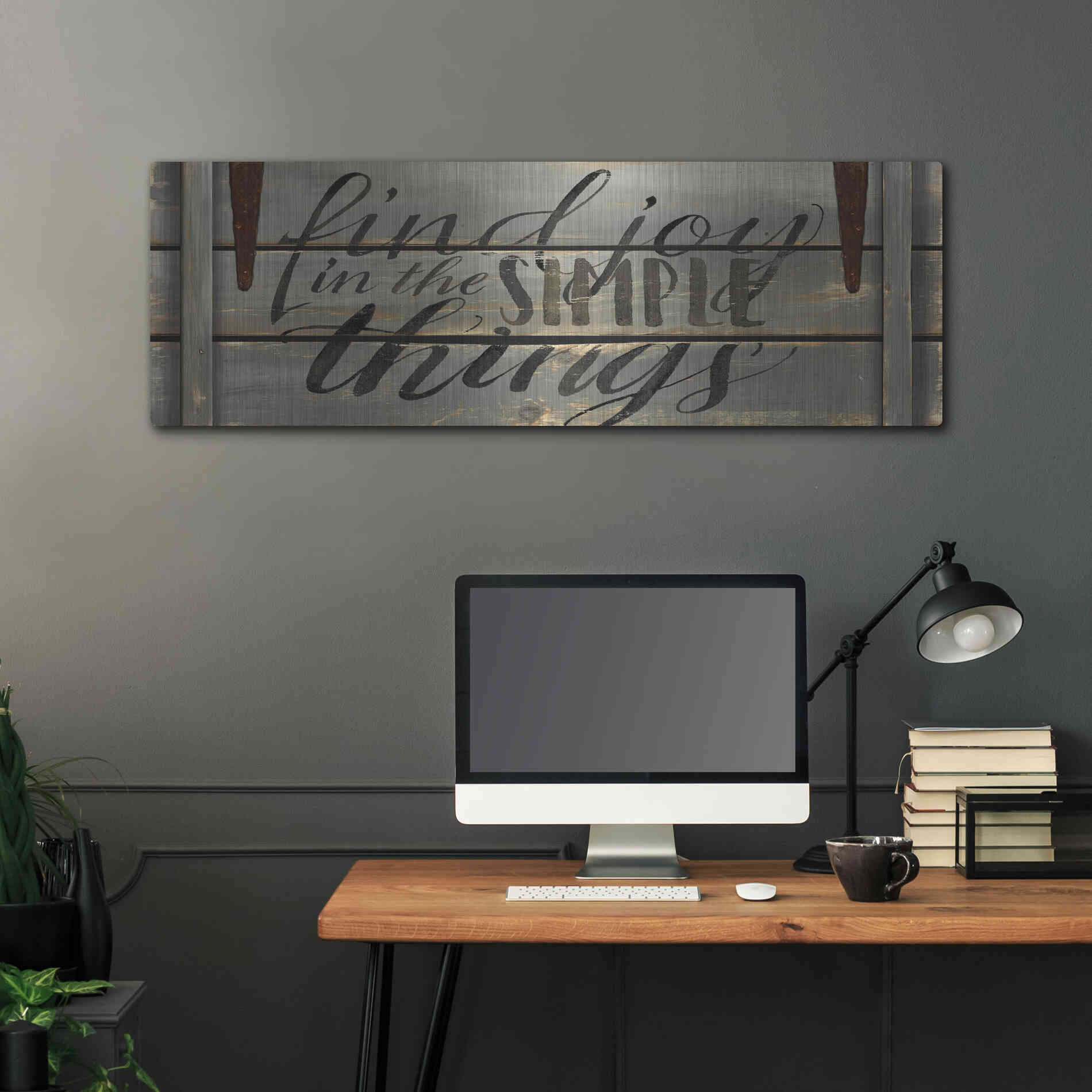 Luxe Metal Art 'Find Joy' by Cindy Jacobs, Metal Wall Art,48x16