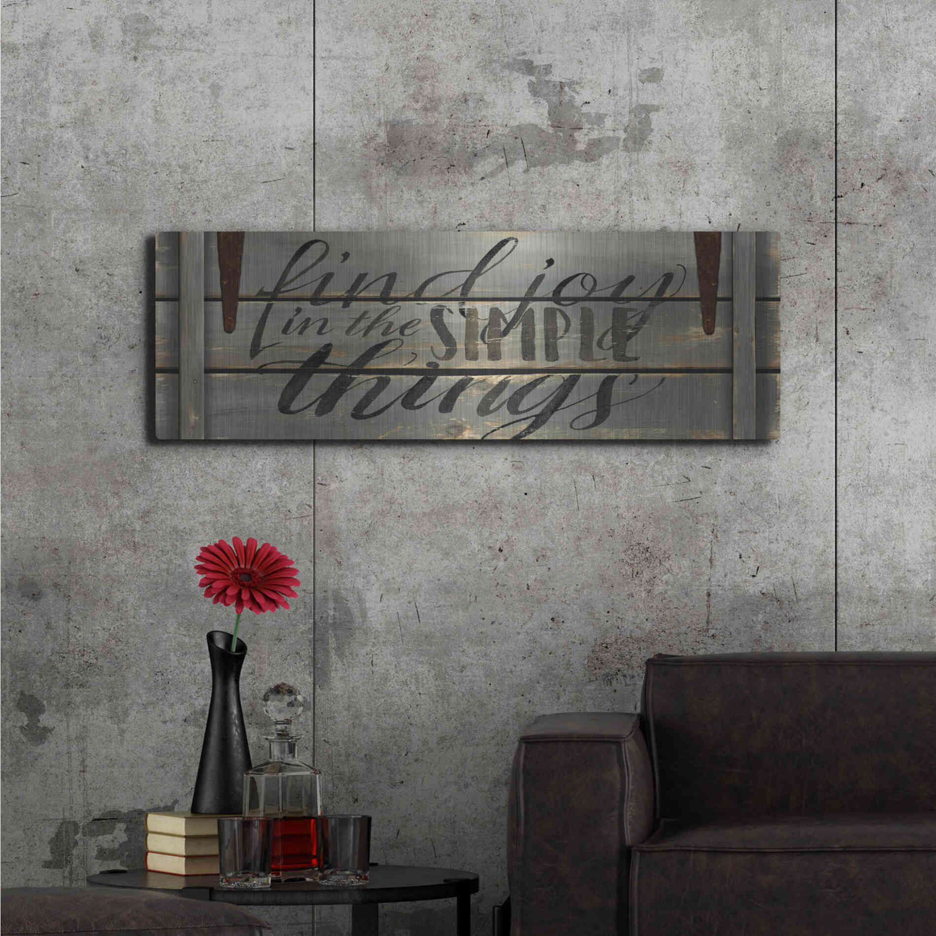 Luxe Metal Art 'Find Joy' by Cindy Jacobs, Metal Wall Art,48x16