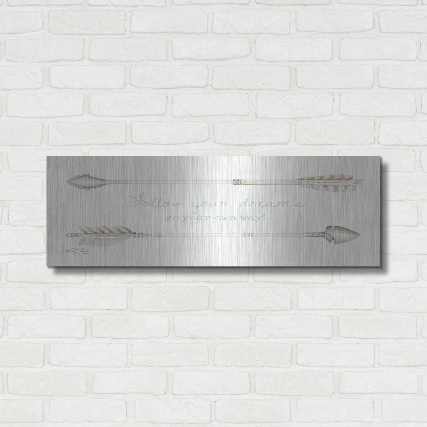 Luxe Metal Art 'Arrows - Follow Your Dreams' by Cindy Jacobs, Metal Wall Art,36x12