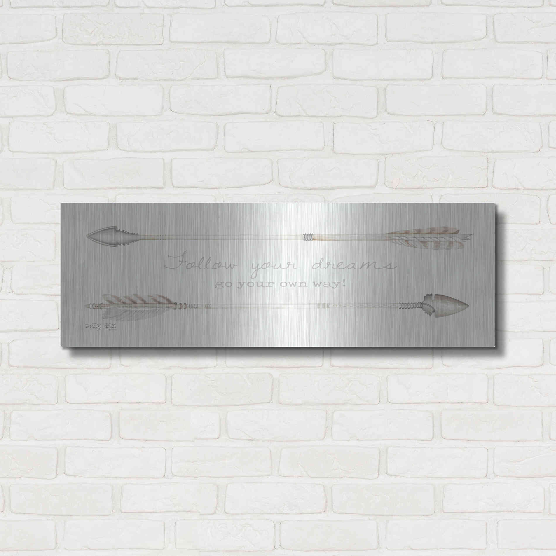 Luxe Metal Art 'Arrows - Follow Your Dreams' by Cindy Jacobs, Metal Wall Art,36x12