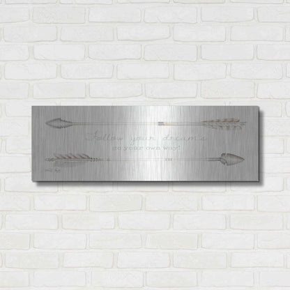 Luxe Metal Art 'Arrows - Follow Your Dreams' by Cindy Jacobs, Metal Wall Art,36x12