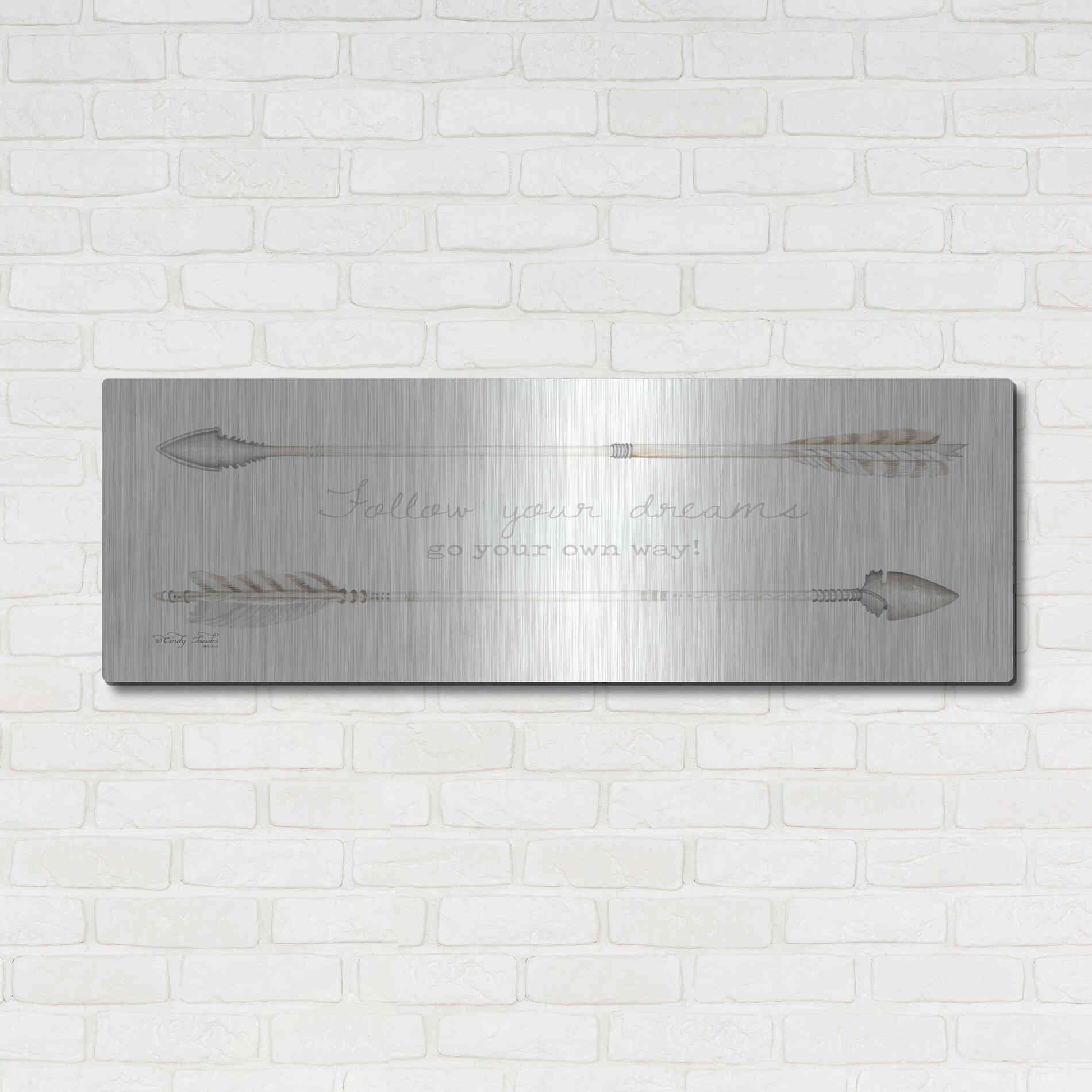 Luxe Metal Art 'Arrows - Follow Your Dreams' by Cindy Jacobs, Metal Wall Art,48x16