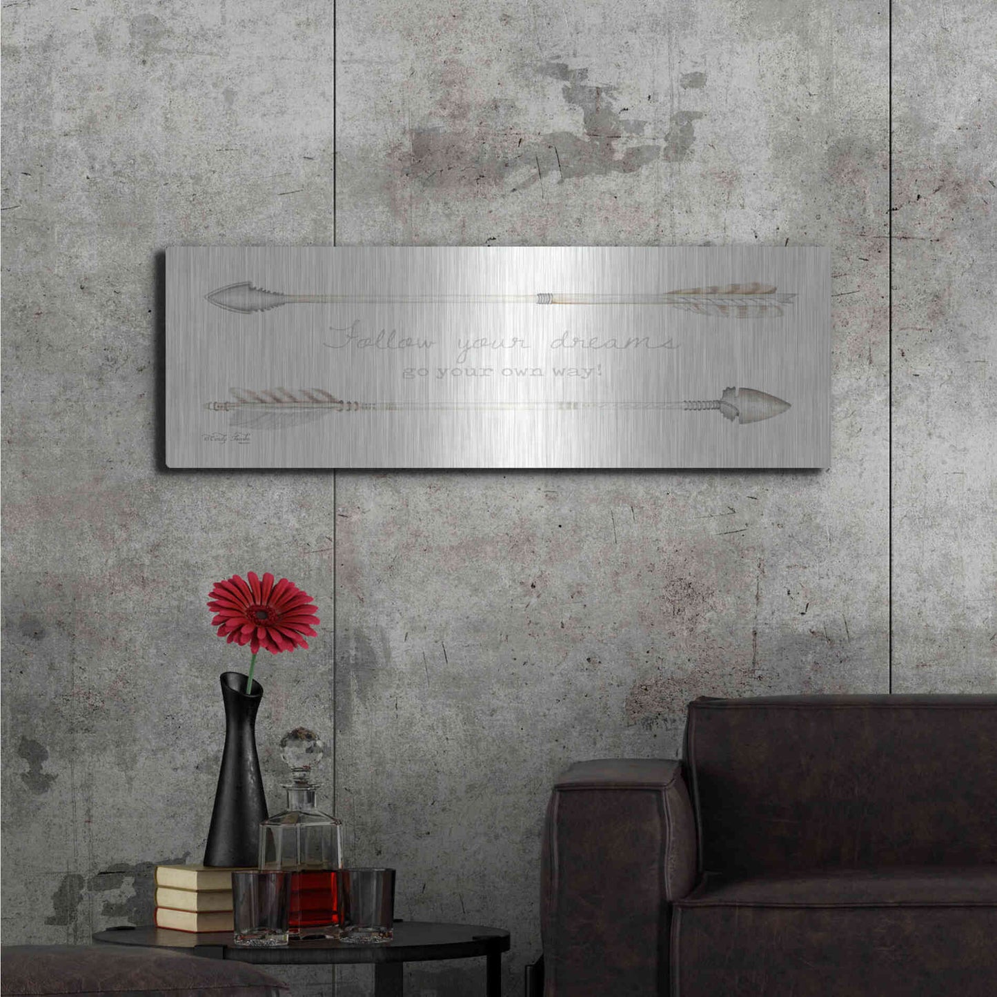Luxe Metal Art 'Arrows - Follow Your Dreams' by Cindy Jacobs, Metal Wall Art,48x16