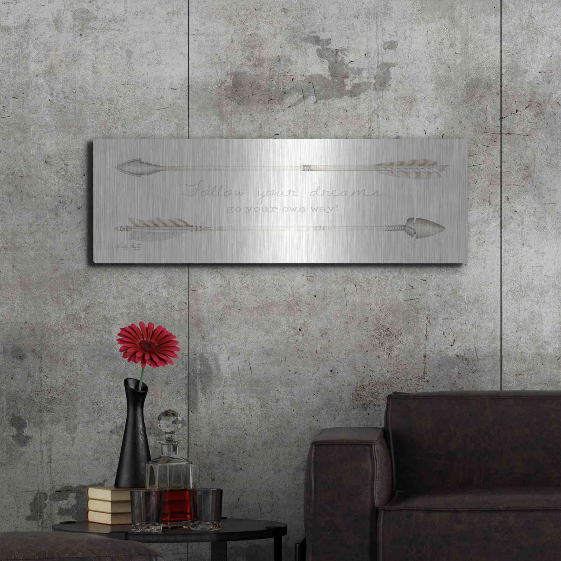 Luxe Metal Art 'Arrows - Follow Your Dreams' by Cindy Jacobs, Metal Wall Art,48x16
