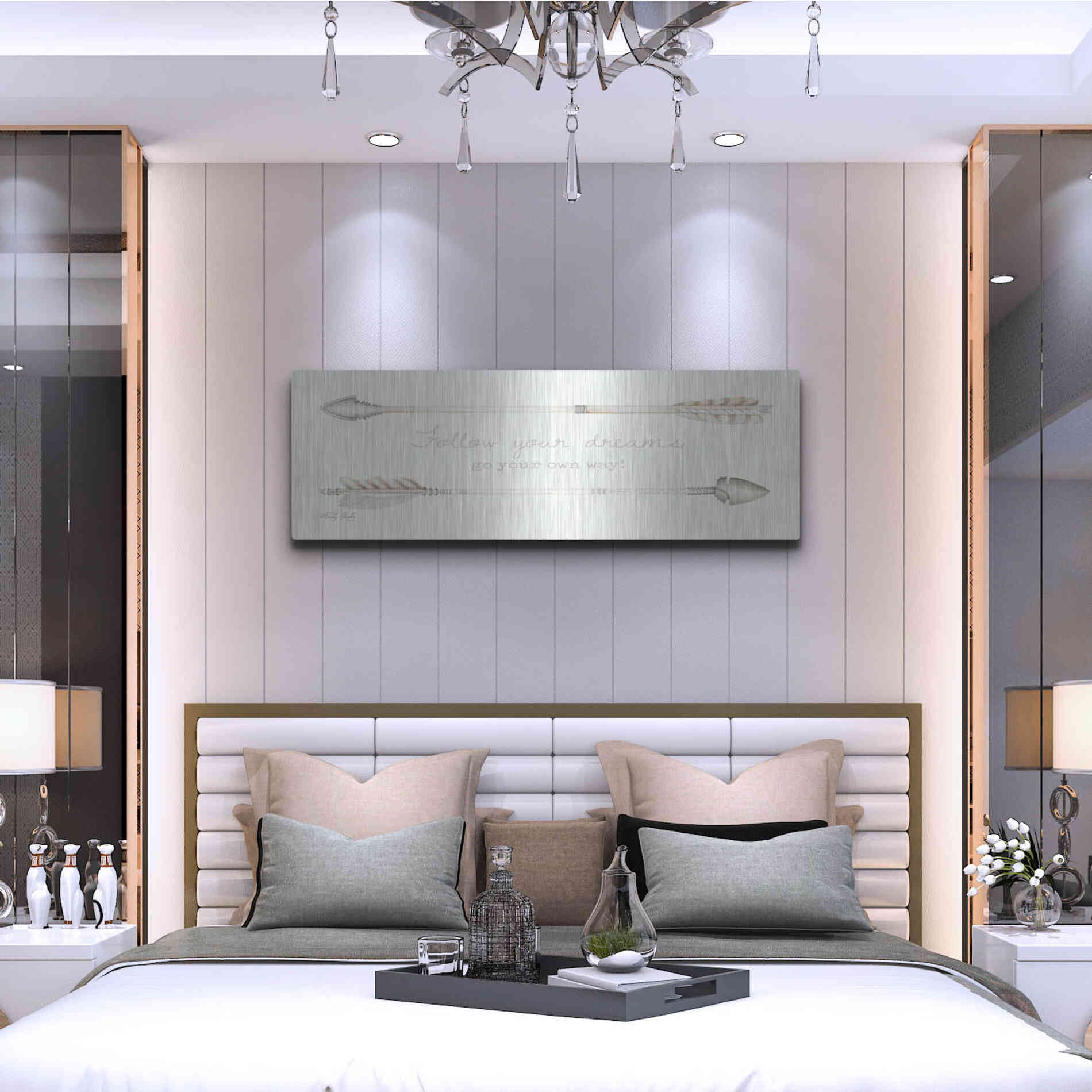 Luxe Metal Art 'Arrows - Follow Your Dreams' by Cindy Jacobs, Metal Wall Art,48x16