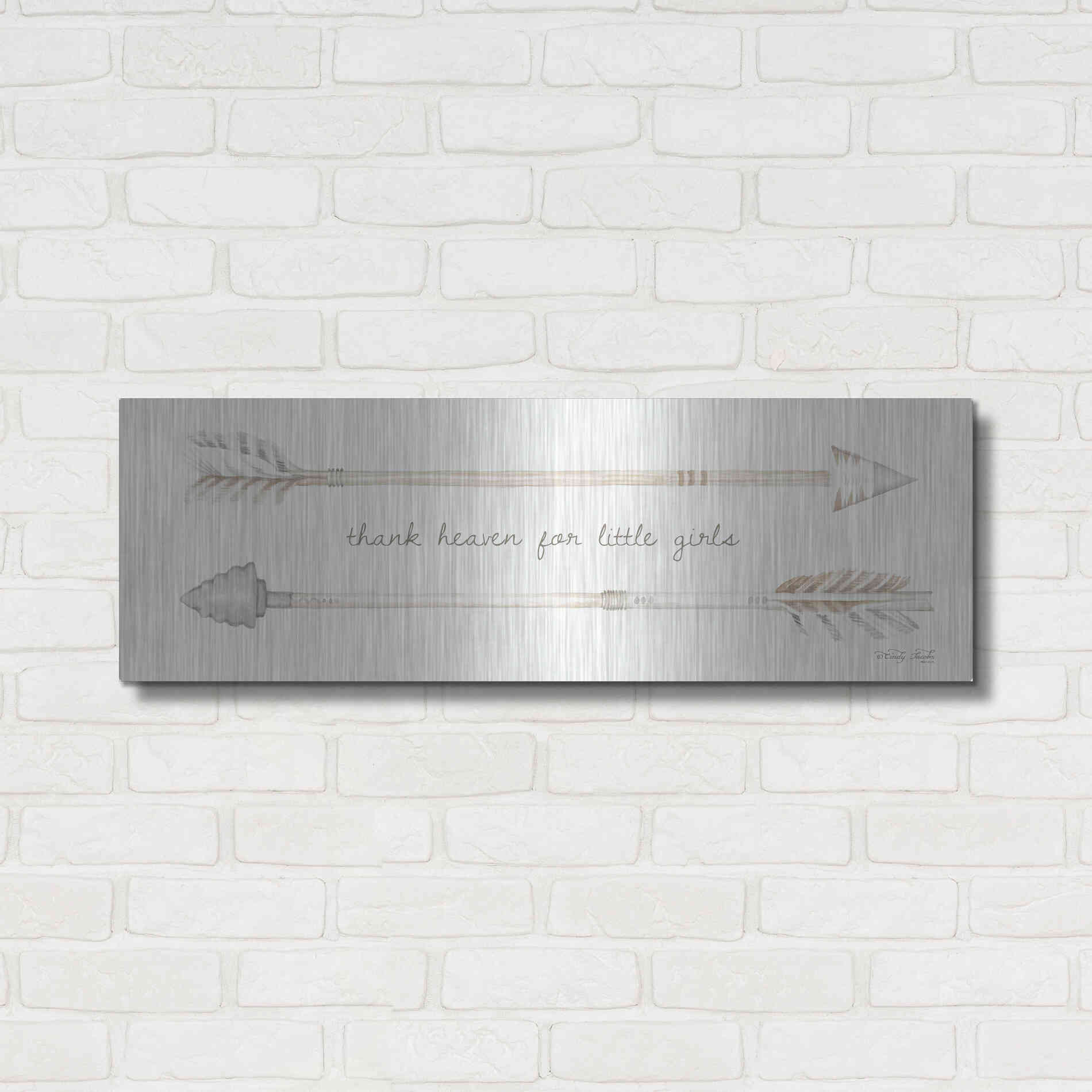 Luxe Metal Art 'Arrows - Thank Heaven for Little Girls' by Cindy Jacobs, Metal Wall Art,36x12