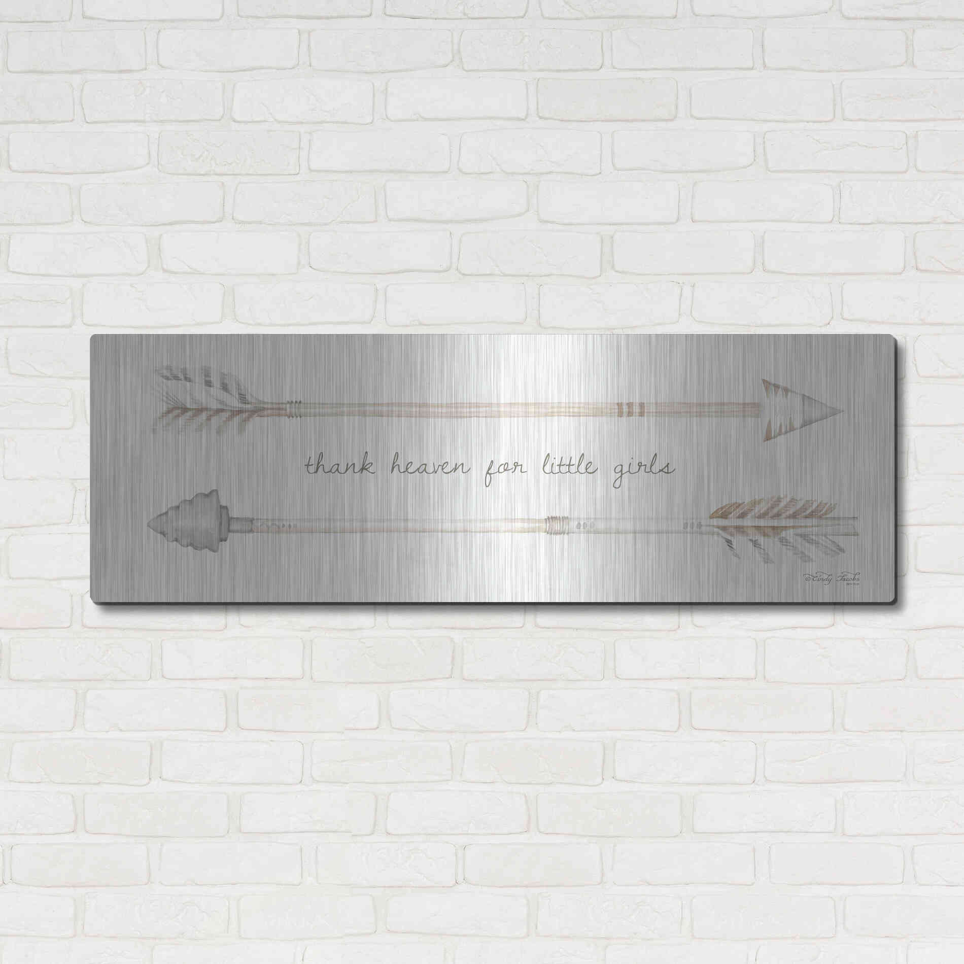 Luxe Metal Art 'Arrows - Thank Heaven for Little Girls' by Cindy Jacobs, Metal Wall Art,48x16