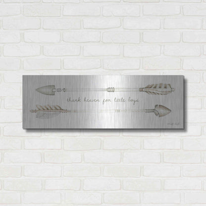 Luxe Metal Art 'Arrows - Thank Heaven for Little Boys' by Cindy Jacobs, Metal Wall Art,36x12