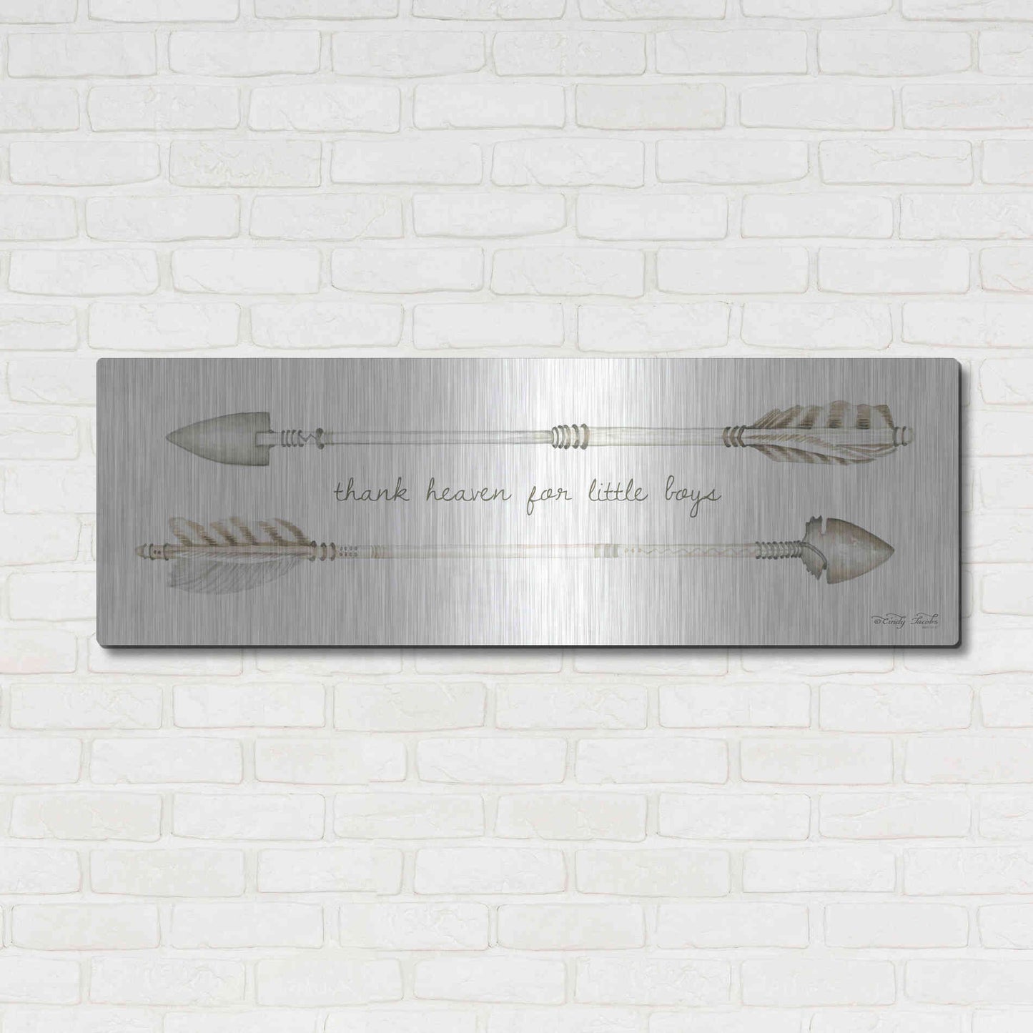Luxe Metal Art 'Arrows - Thank Heaven for Little Boys' by Cindy Jacobs, Metal Wall Art,48x16