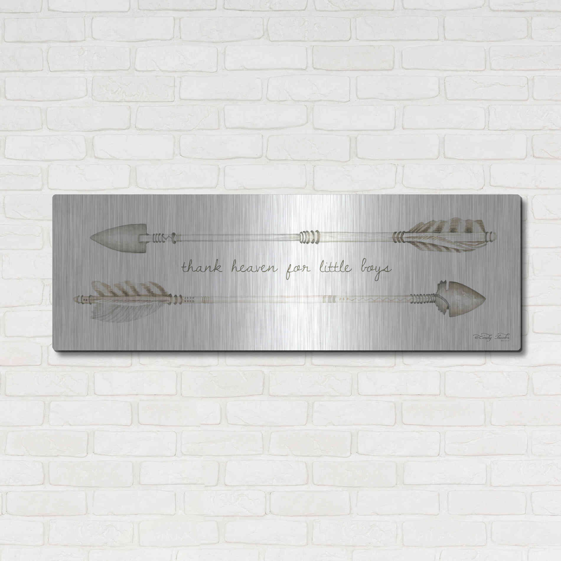 Luxe Metal Art 'Arrows - Thank Heaven for Little Boys' by Cindy Jacobs, Metal Wall Art,48x16