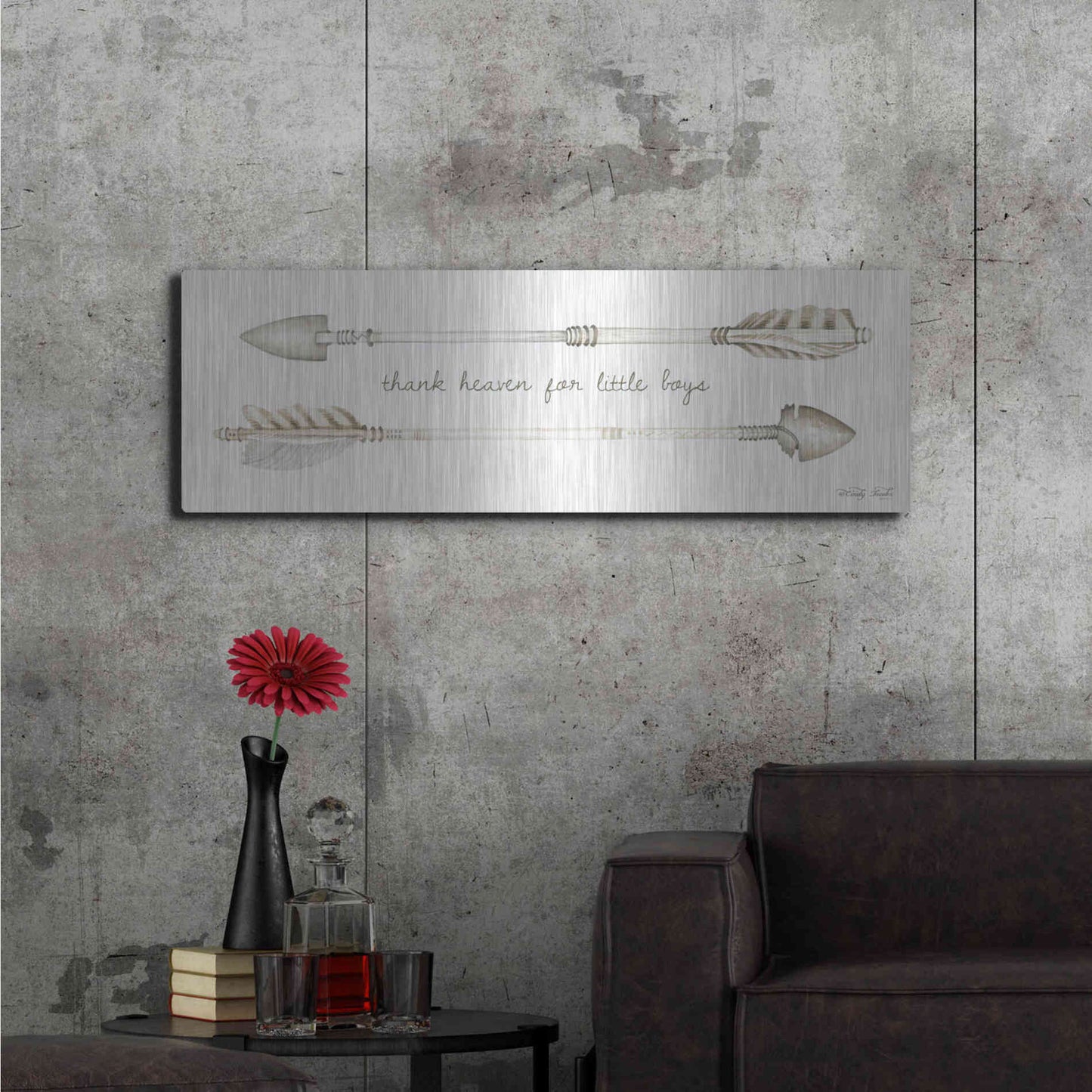 Luxe Metal Art 'Arrows - Thank Heaven for Little Boys' by Cindy Jacobs, Metal Wall Art,48x16