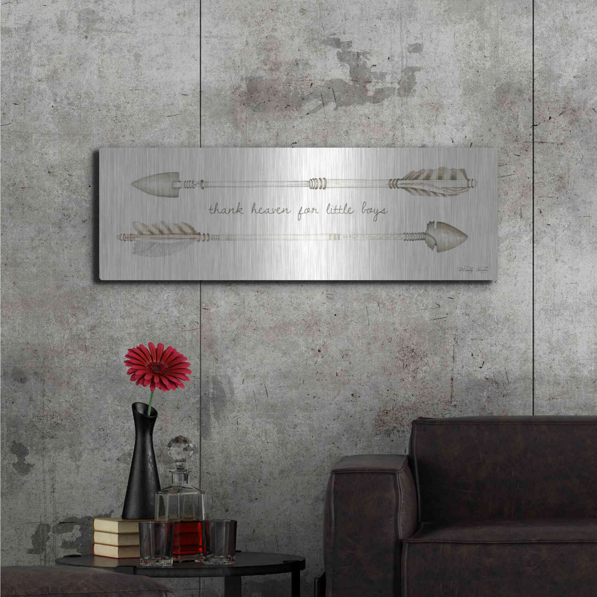 Luxe Metal Art 'Arrows - Thank Heaven for Little Boys' by Cindy Jacobs, Metal Wall Art,48x16