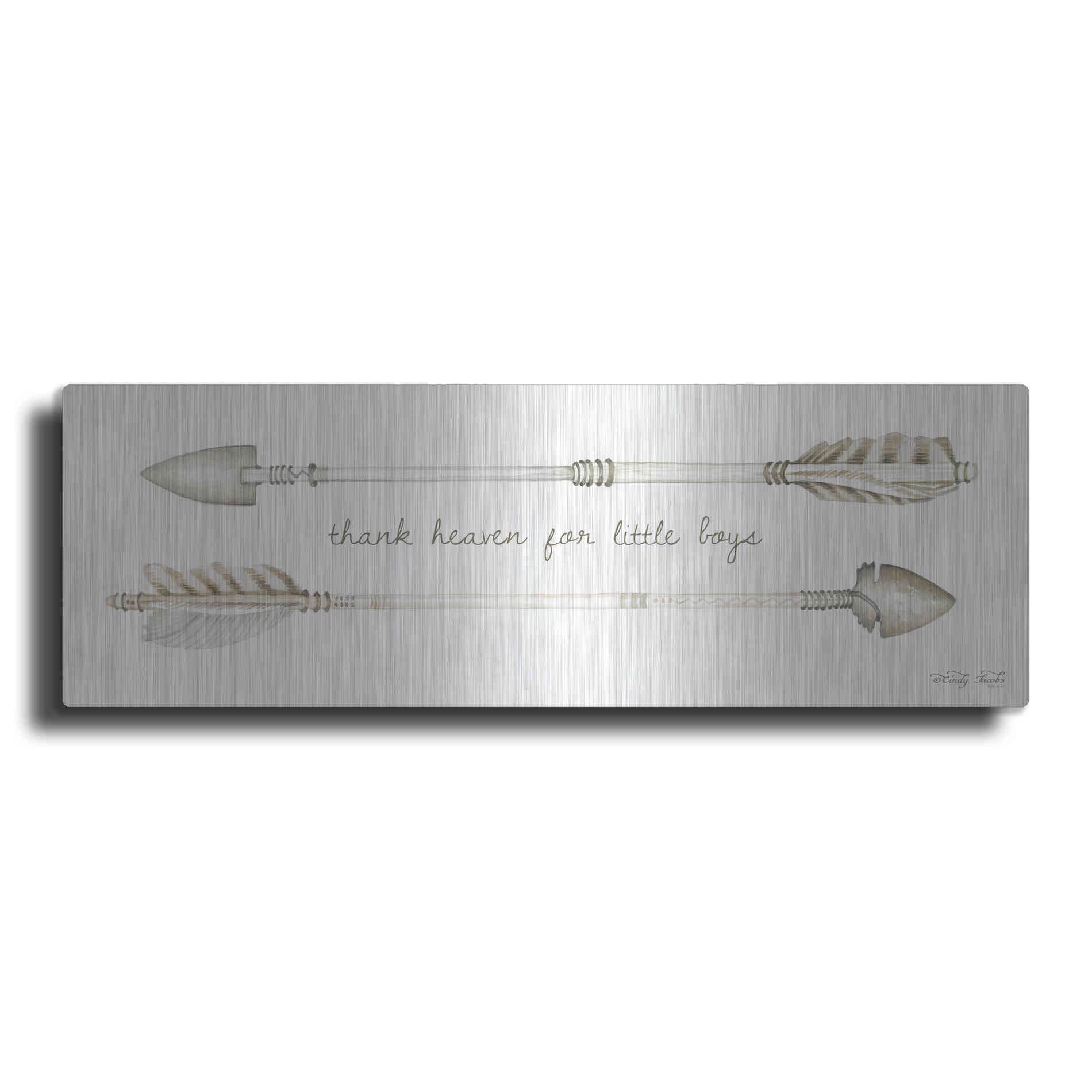 Luxe Metal Art 'Arrows - Thank Heaven for Little Boys' by Cindy Jacobs, Metal Wall Art