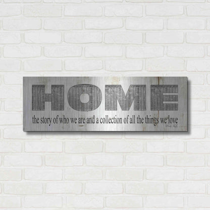 Luxe Metal Art 'Home - A Story of Who We Are Sign' by Cindy Jacobs, Metal Wall Art,36x12