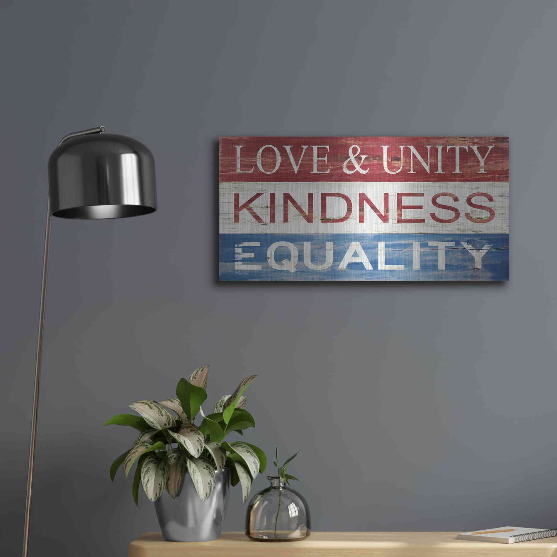 Luxe Metal Art 'Love & Unity' by Cindy Jacobs, Metal Wall Art,24x12