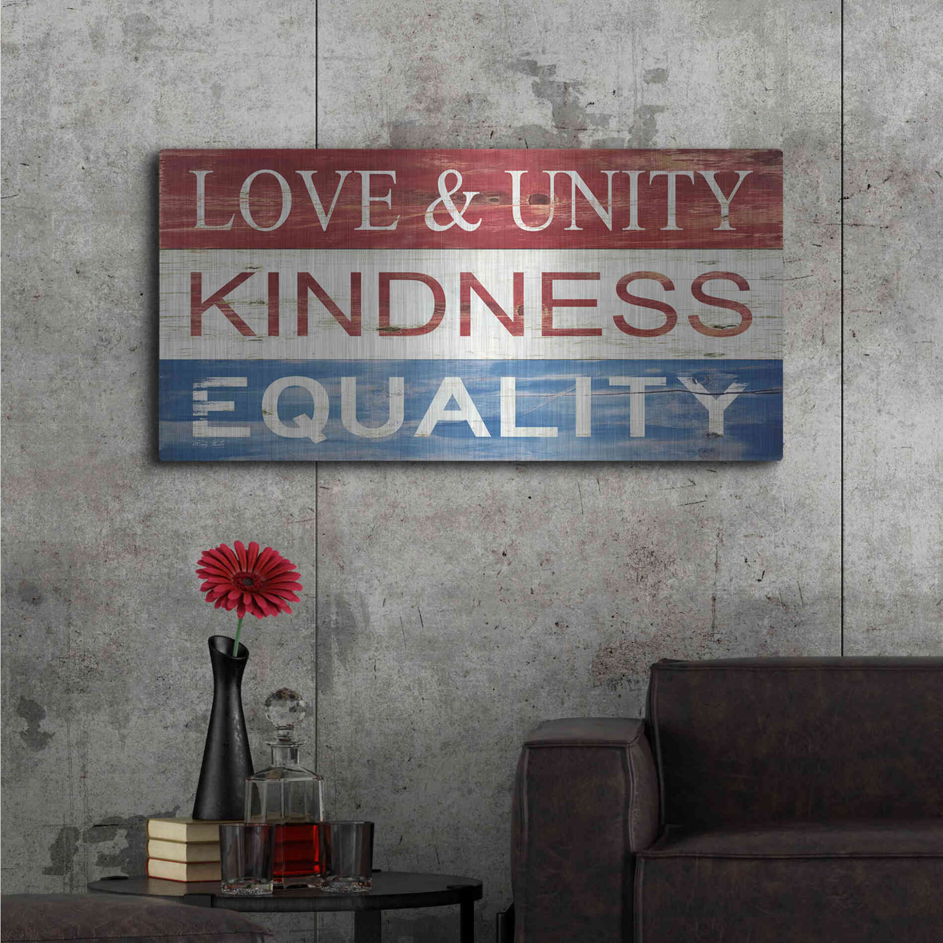 Luxe Metal Art 'Love & Unity' by Cindy Jacobs, Metal Wall Art,48x24