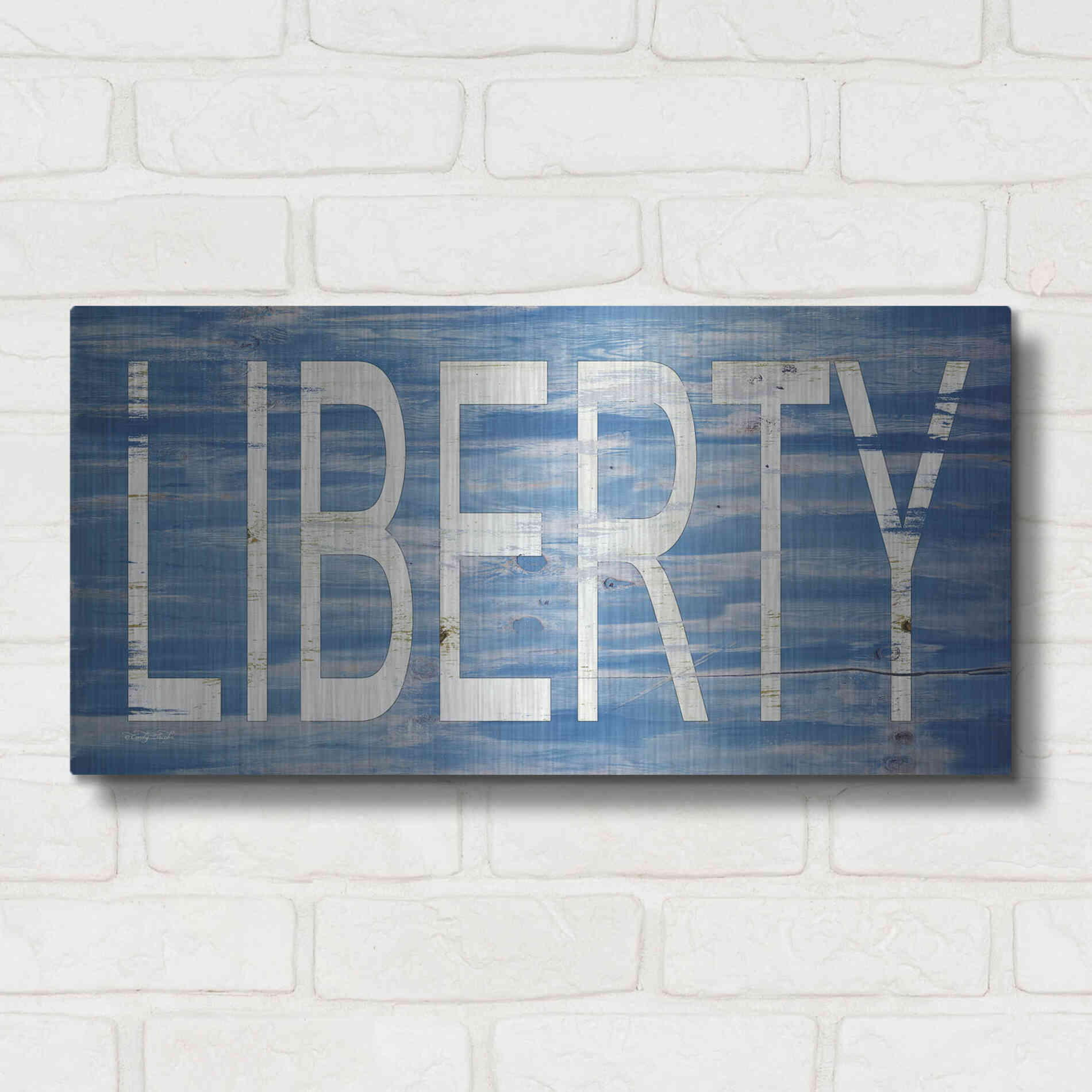Luxe Metal Art 'Liberty' by Cindy Jacobs, Metal Wall Art,24x12