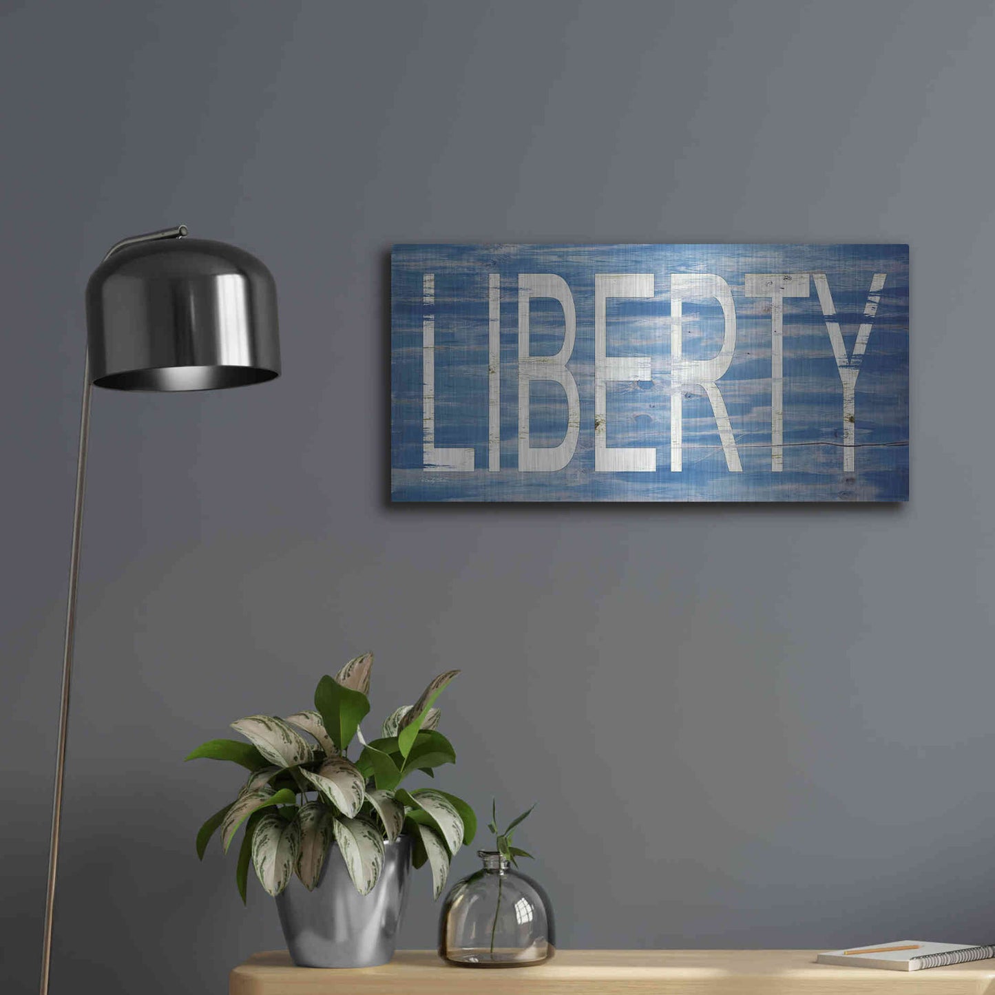 Luxe Metal Art 'Liberty' by Cindy Jacobs, Metal Wall Art,24x12