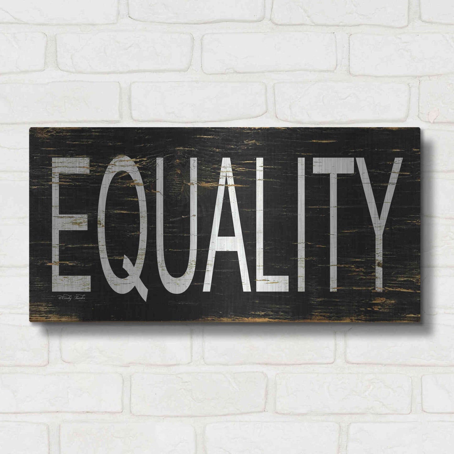 Luxe Metal Art 'Equality' by Cindy Jacobs, Metal Wall Art,24x12