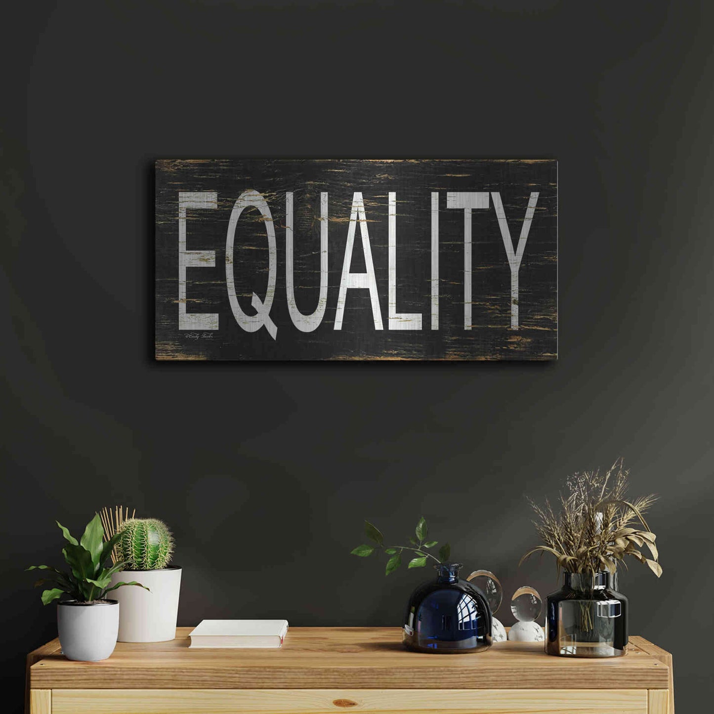 Luxe Metal Art 'Equality' by Cindy Jacobs, Metal Wall Art,24x12