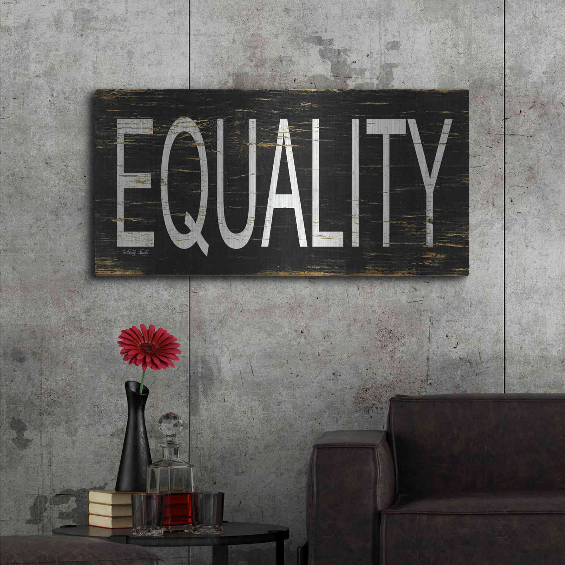 Luxe Metal Art 'Equality' by Cindy Jacobs, Metal Wall Art,48x24