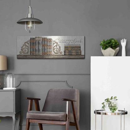 Luxe Metal Art 'Between the Pages of a Book' by Cindy Jacobs, Metal Wall Art,36x12