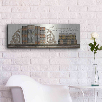 Luxe Metal Art 'Between the Pages of a Book' by Cindy Jacobs, Metal Wall Art,36x12