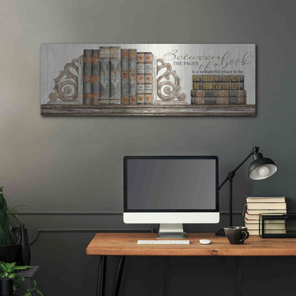 Luxe Metal Art 'Between the Pages of a Book' by Cindy Jacobs, Metal Wall Art,48x16