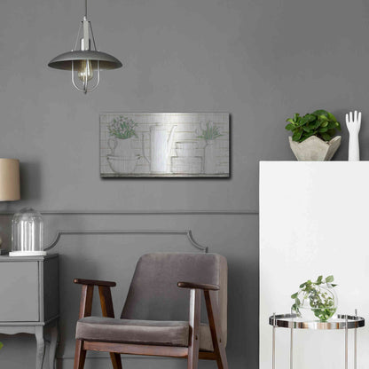 Luxe Metal Art 'White Ware Shelf II' by Cindy Jacobs, Metal Wall Art,24x12