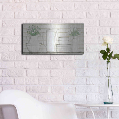 Luxe Metal Art 'White Ware Shelf II' by Cindy Jacobs, Metal Wall Art,24x12