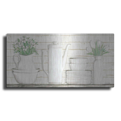 Luxe Metal Art 'White Ware Shelf II' by Cindy Jacobs, Metal Wall Art