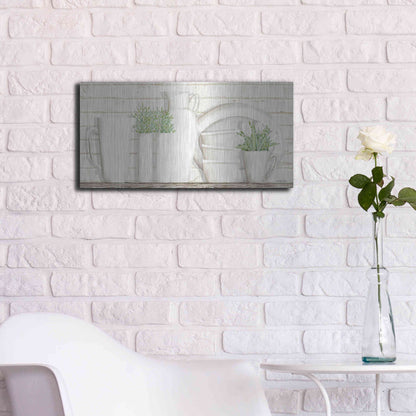 Luxe Metal Art 'White Ware Shelf I' by Cindy Jacobs, Metal Wall Art,24x12