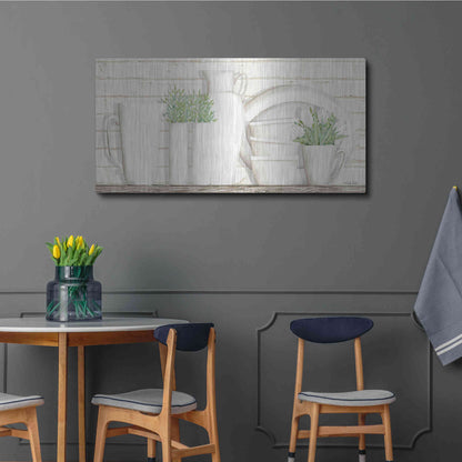 Luxe Metal Art 'White Ware Shelf I' by Cindy Jacobs, Metal Wall Art,48x24