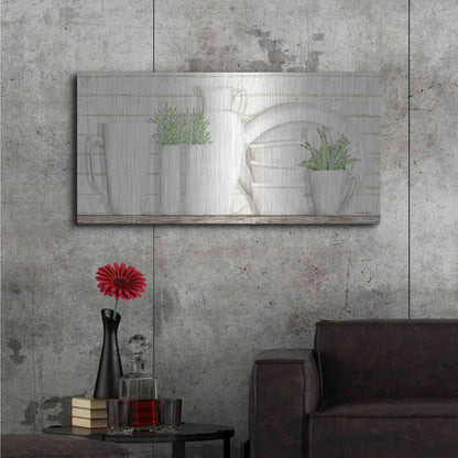 Luxe Metal Art 'White Ware Shelf I' by Cindy Jacobs, Metal Wall Art,48x24
