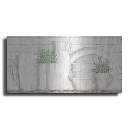 Luxe Metal Art 'White Ware Shelf I' by Cindy Jacobs, Metal Wall Art