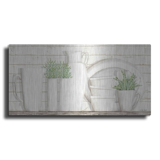 Luxe Metal Art 'White Ware Shelf I' by Cindy Jacobs, Metal Wall Art