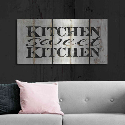 Luxe Metal Art 'Kitchen Sweet Kitchen on Wood Panels' by Cindy Jacobs, Metal Wall Art,48x24
