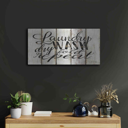 Luxe Metal Art 'Laundry Duties on Wood Panels' by Cindy Jacobs, Metal Wall Art,24x12